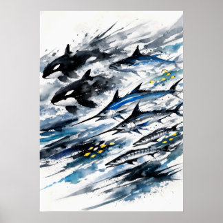 Poster Correntes do Ápice Tinta da Caça Profunda