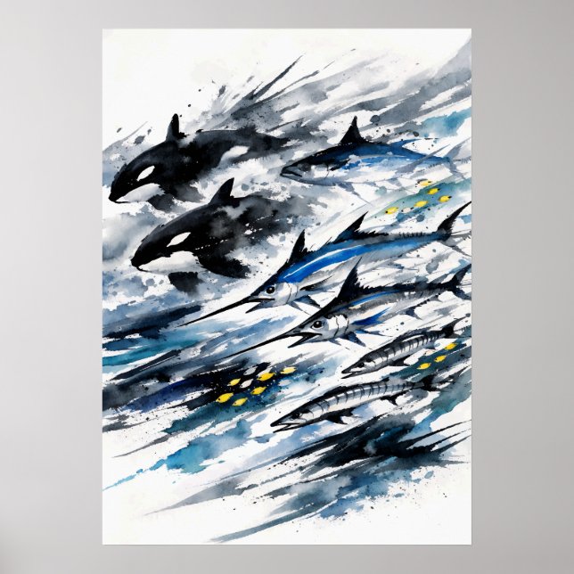Poster Correntes do Ápice Tinta da Caça Profunda (Frente)