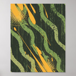 Poster Correntes Douradas nas Profundezas Verdes