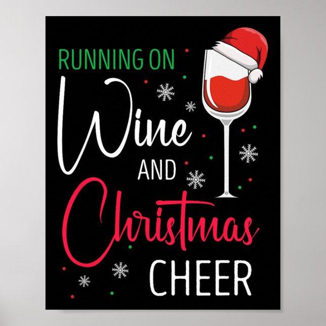 Poster Correr Com Vinho E Feliz Humor De Natal (Frente)