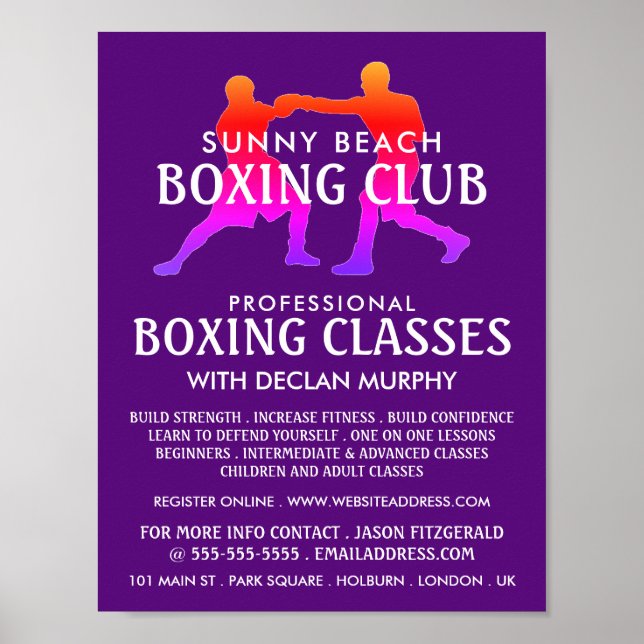 Poster Correspondência de Boxing Colorida, Anúncio de Cla (Frente)