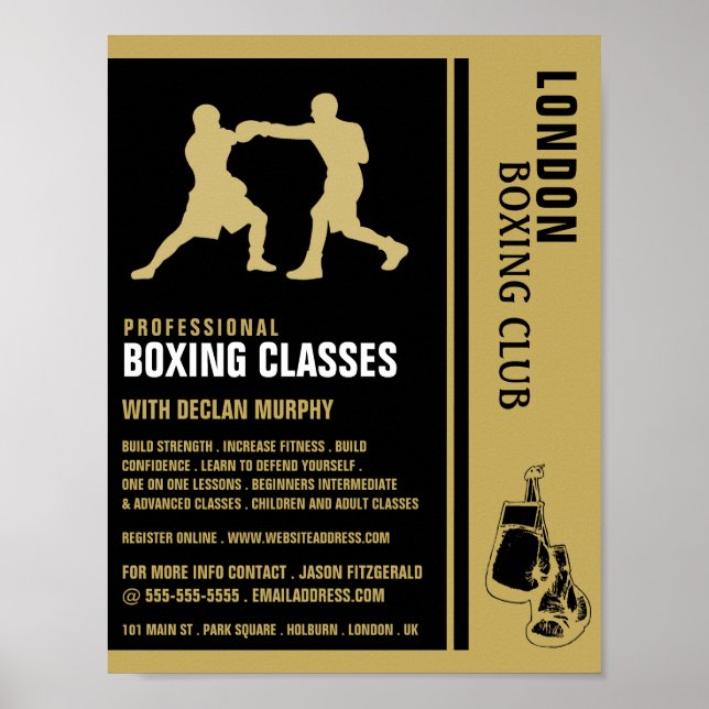 Poster Correspondência de Boxing Silhouette, Anúncio de C (Frente)