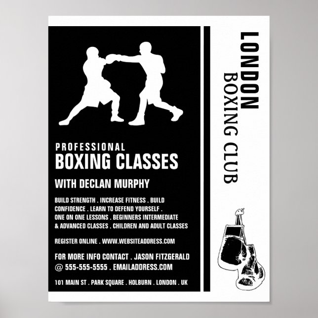 Poster Correspondência de Boxing Silhouette, Anúncio de C (Frente)