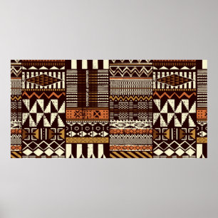 Poster Correspondência de tecido ao estilo africano trib