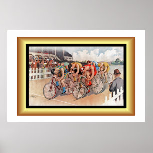 Poster Corrida Bicicleta A Peloton Seis Ciclistas Paris 1