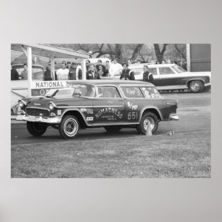 Pôster Corrida de Arrasto Vintage - Nômada Chevy BelAir d