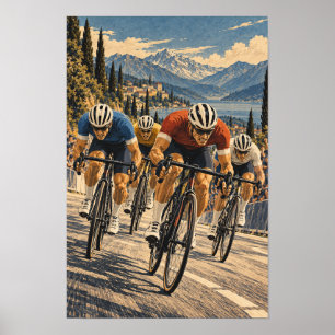 Poster Corrida de Ciclismo em Estrada Paisagem Montanhosa