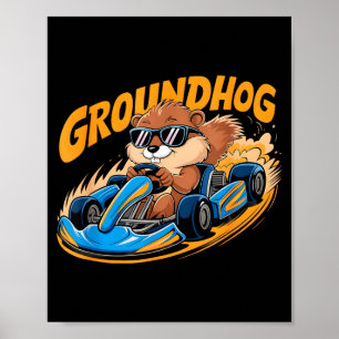 Poster Corrida de Kart de Toupeira Engraçada Dia Feliz da