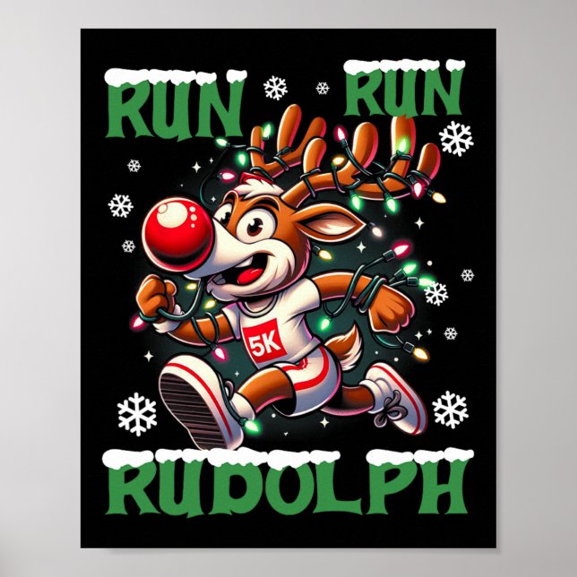 Poster Corrida de Natal de 5k Executar Equipe de Feriado  (Frente)