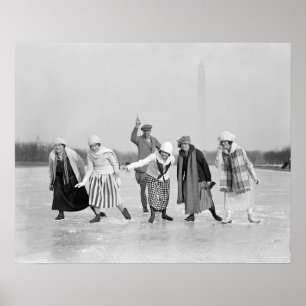 Pôster Corrida de Patinação no Gelo, 1925. Foto Antiga