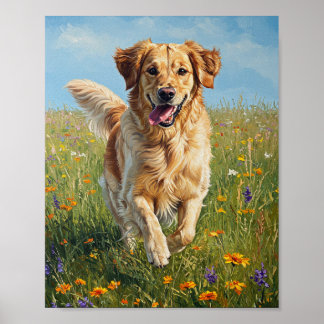 Poster Corrida do Golden Retriever | Arte Impressionista
