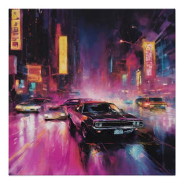 Pôster Corrida noturna em Vibrant City