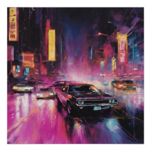 Pôster Corrida noturna em Vibrant City