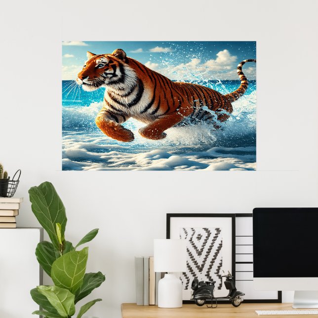 Poster Corrida pelo Oceano: A Majestade do Tigre-de-benga (Escritório em casa)