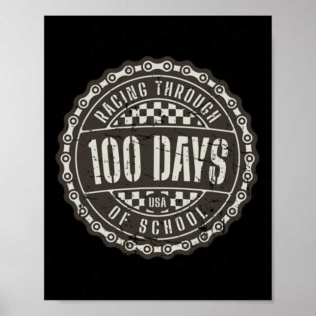 Poster Corrida por 100 dias de escola - Motocicleta Dir (Frente)