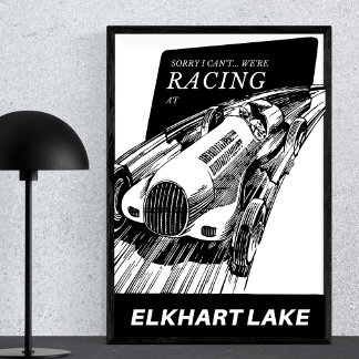 Poster Corridas de automóveis no Lago Elkhart Wisconsin R