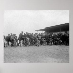 Pôster Corridas de Motocicletas, 1915. Foto Antiga