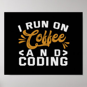 Poster Corro no café e Codifico a vida do programador eng