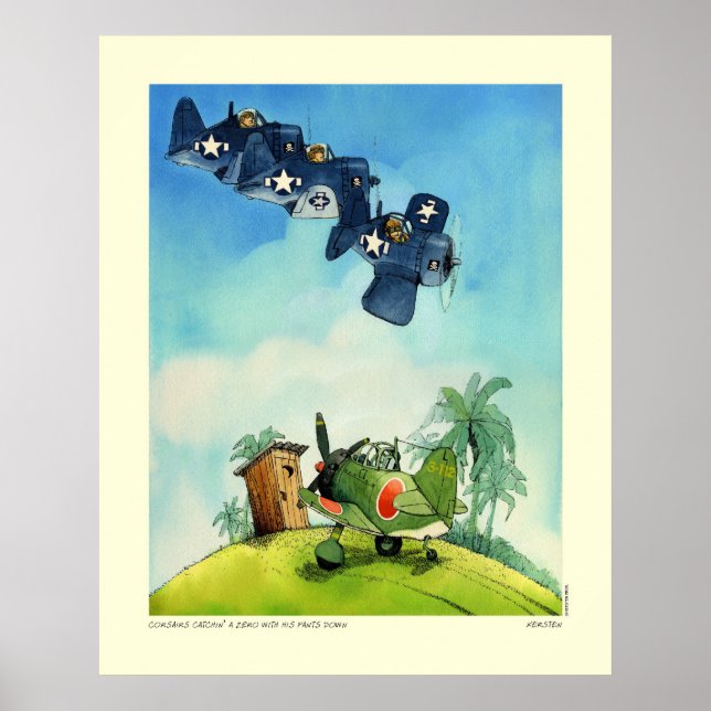 Pôster Corsairs Pegando Um Zero Com As Calças Para Baixo (Frente)