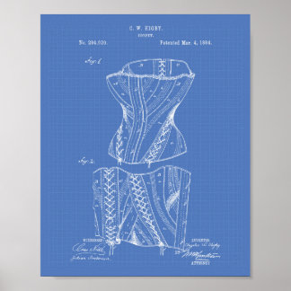 Pôster Corset 1884 Patent Art Blueprint