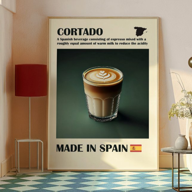 Poster Cortado Coffee Wall Art, Espresso Bebida Espresso  (Cortado)