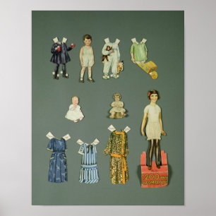 Poster Corte a boneca e as roupas, 1920 do começo dos ano