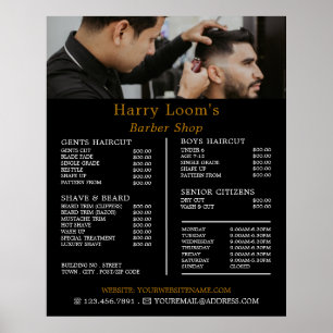 Poster Corte de Cabelo Elegante, Lista de Preços de Barbe