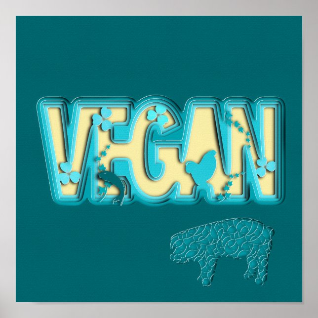 Poster Corte de papel vegetariano (Frente)