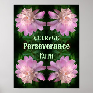 Poster Corte Flor Arte de Peônia Inspiradora Palavras