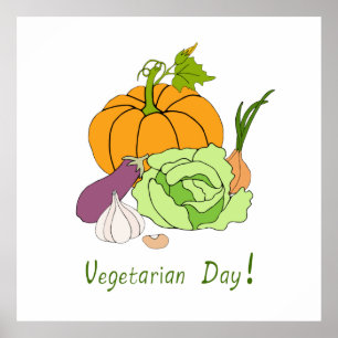 Poster Corte Minimalista do Dia Mundial da Vegetariana