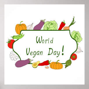 Poster Corte Minimalista do Dia Mundial da Vegetariana