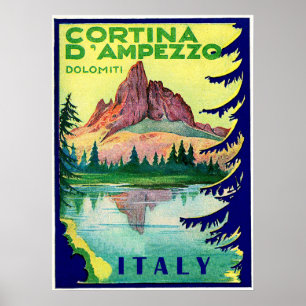 Poster Cortina D' Ampezzo, Dolðalps, Itália, colheita