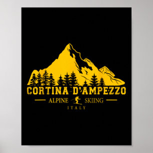 Poster Cortina D'ampezzo Itália Ski Resort Alpino Skiing
