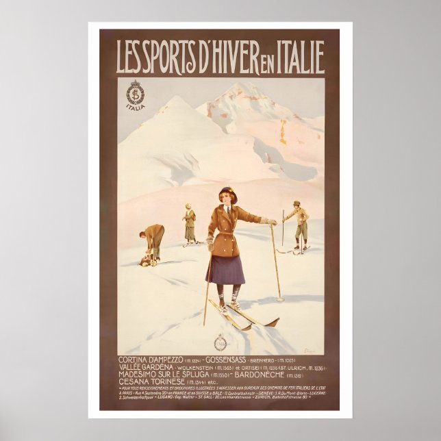 Poster Cortina D'Ampezzo Val Gardena Bardonecchia (Frente)