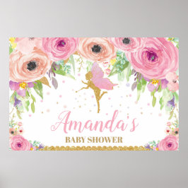 Poster Cortina de Fundo de Chuveira de Bebê Fada Floral B