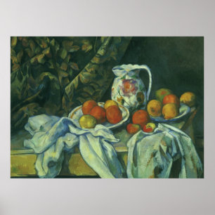Pôster Cortina e Flor Pitcher por Paul Cezanne