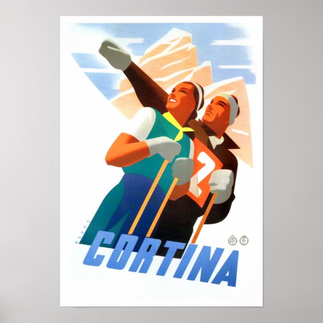 Poster Cortina Itália viagens vintage (Frente)