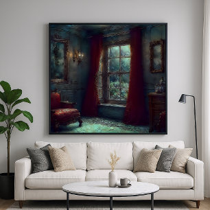 Poster Cortinas Vermelhas - Arte Interior Impressionista