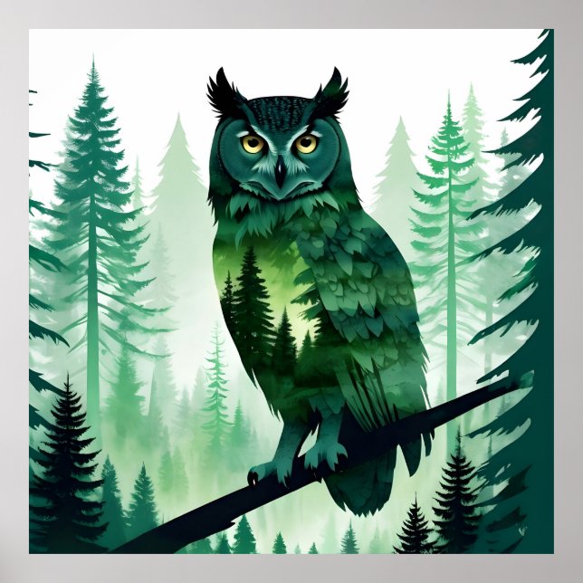 Poster Coruja Animais Natureza Ambiente Floresta (Frente)