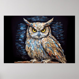 Poster Coruja Animal Bird Art Decor Paint Mosaico