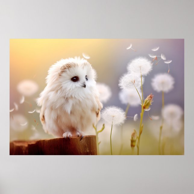 Poster Coruja Aves Selvagens Tranquilo Animais Pacíficos (Frente)