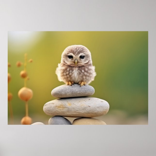 Poster Coruja Aves Selvagens Tranquilo Animais Pacíficos (Frente)