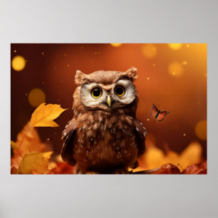 Poster Coruja Aves Selvagens Tranquilo Animais Pacíficos