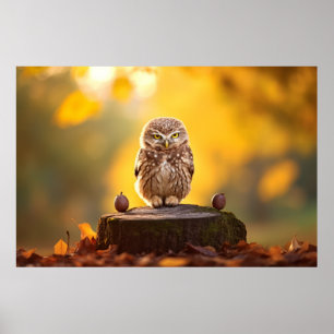 Poster Coruja Aves Selvagens Tranquilo Animais Pacíficos