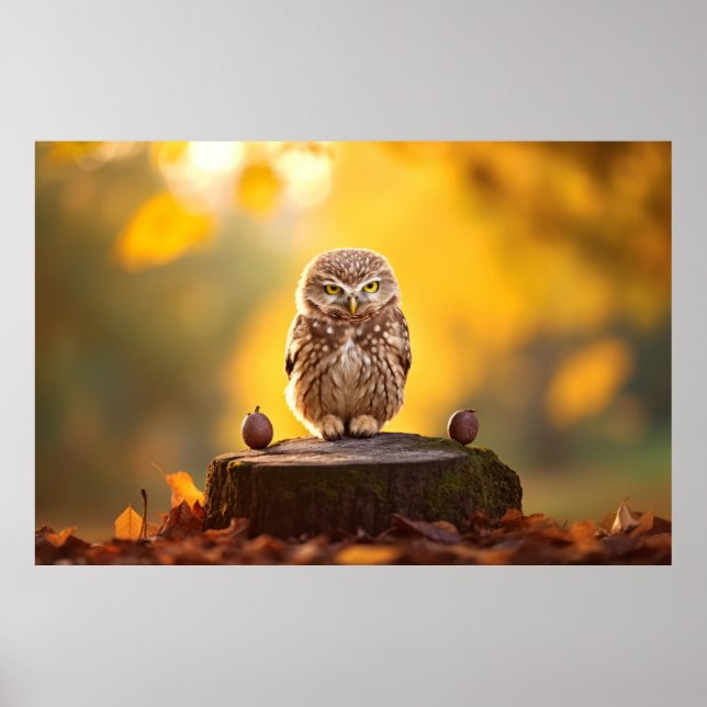 Poster Coruja Aves Selvagens Tranquilo Animais Pacíficos (Frente)