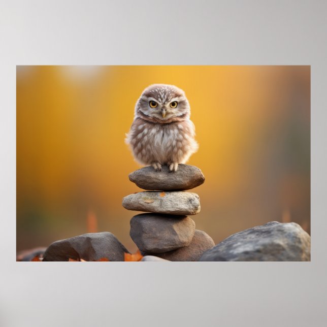 Poster Coruja Aves Selvagens Tranquilo Animais Pacíficos (Frente)