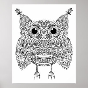 Pôster Coruja bonito 2 do Doodle