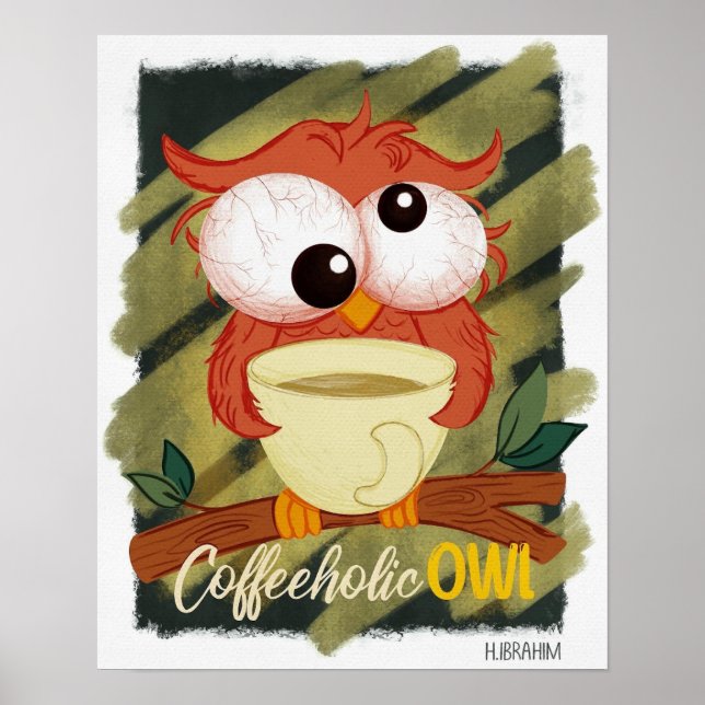 Poster Coruja coffeeholic (Frente)