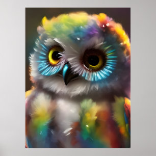 Poster Coruja Colorida Fluffy Cute