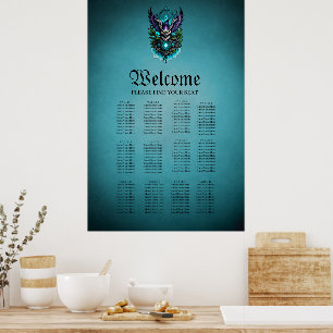 Poster Coruja com elementos mágicos.